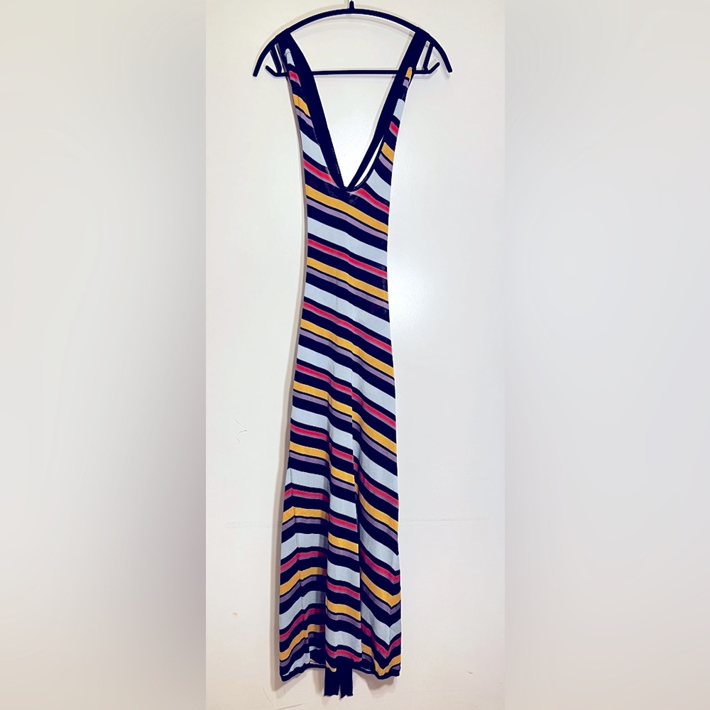 Zara Multicolor Diagonal Stripe Sleeveless
Knit Maxi Dress